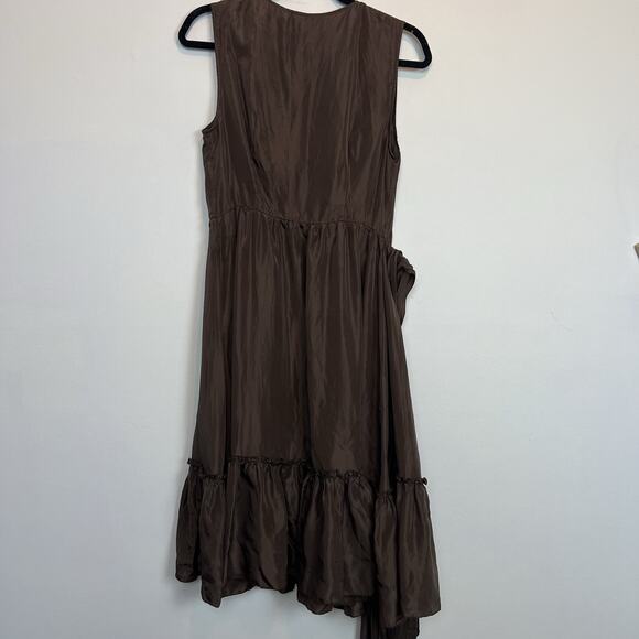 bcbg maxazria 100% silk tiered ruffle wrap midi dress MD boho cottagecore fall - Picture 12 of 14